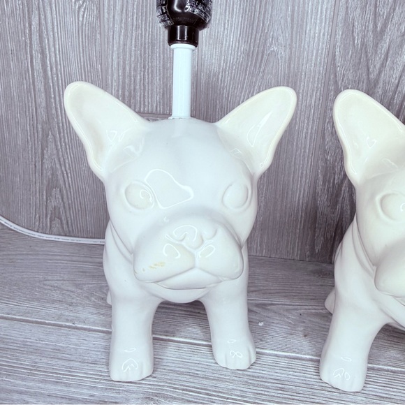 Target French bulldog cermic white lamps 2015/2016 one repairs as shown lights - Picture 12 of 15